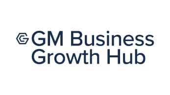 Graphic with text that says 'GM Business Growth Hub'