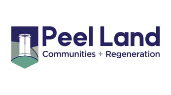 Graphic shows text that says 'Peel Land- Communities + Regeneration'