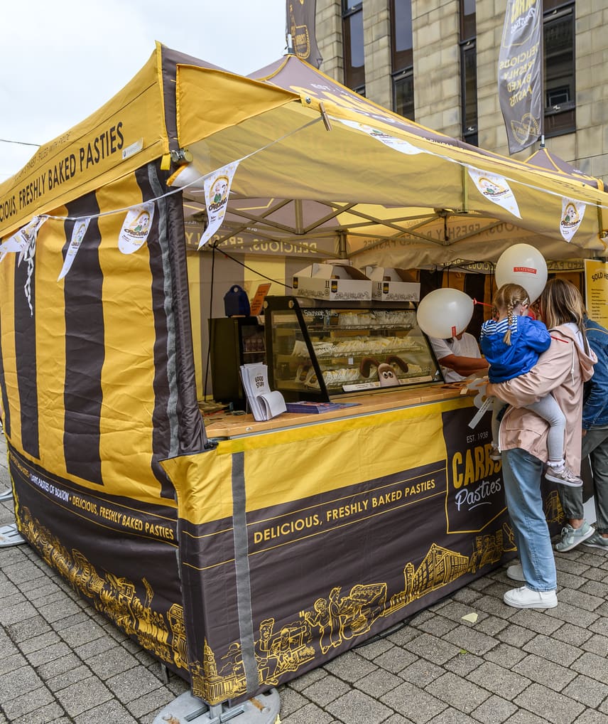 Image of Bolton Food and Drink sponsor stall for 'Carr's Pasties'
