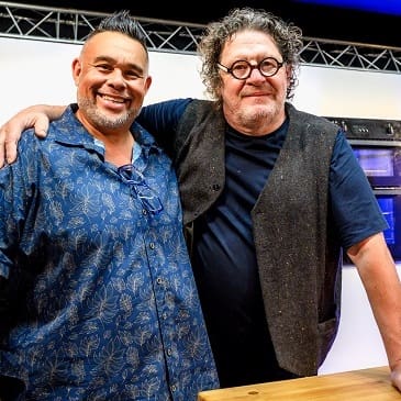 Marco Pierre White and Kwocklyn Wan having a picture together at BFDF 2025